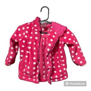 Nannette Pink and White Polka‎ Dot Jacket with Bear Face on Hood Size 12 months
